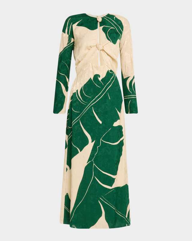 Into The Wild Knot Long-Sleeve Jacquard Ankle Dress